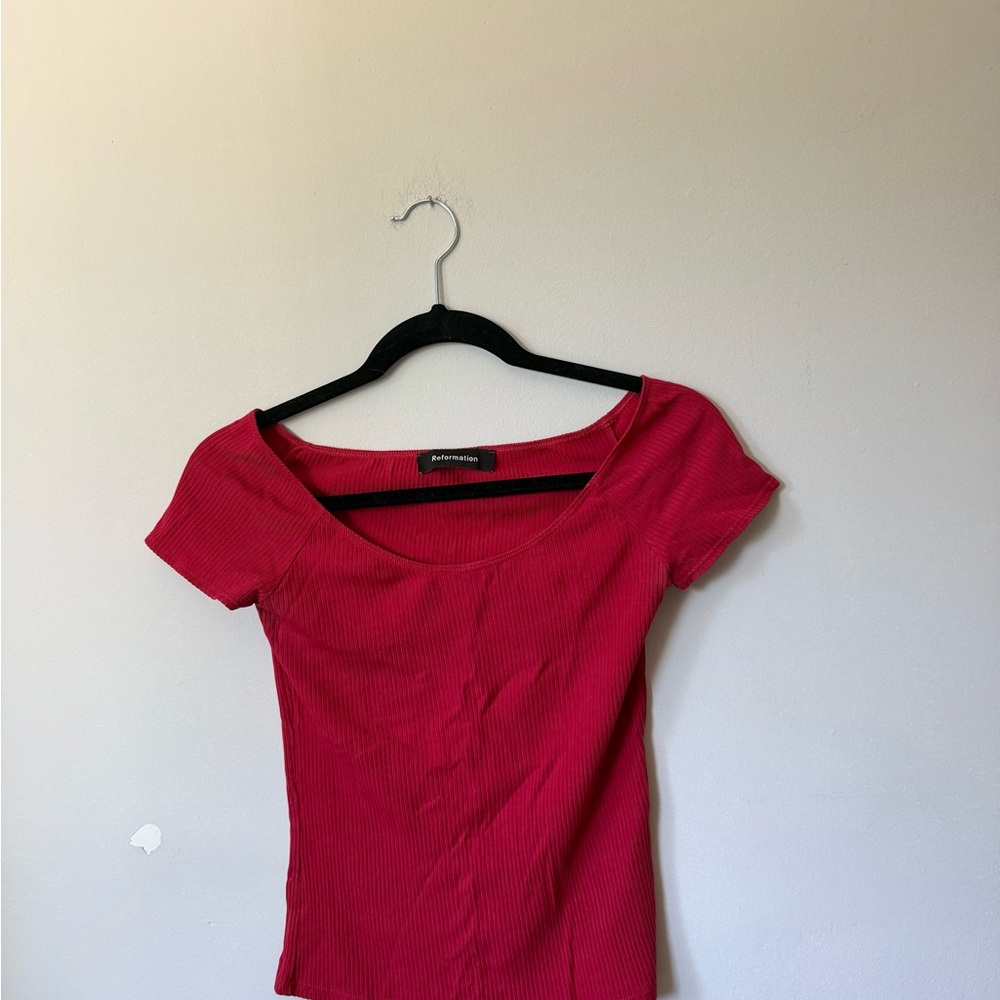 Reformation Vibrant Red Ribbed Top - Picture 6 of 6